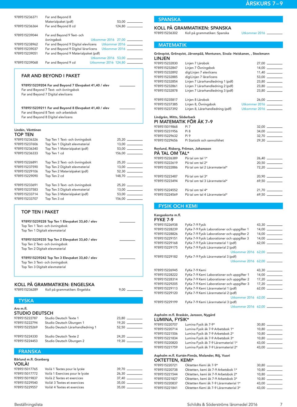 and Beyond 9 cd Utkommer 2016 124,80 FAR AND BEYOND I PAKET 9789515239204 Far and Beyond 7 Elevpaket 41,40 / elev Far and Beyond 7 Text- och övningsbok Far and Beyond 7 Digital elevlicens