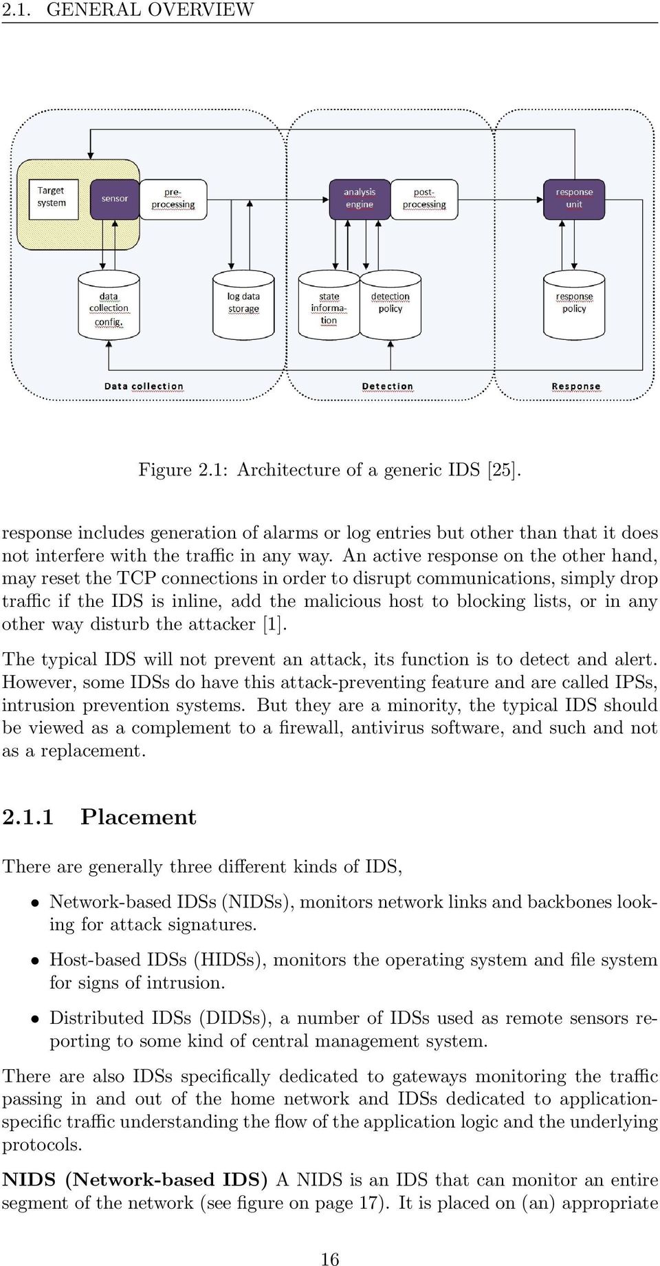 other way disturb the attacker [1]. The typical IDS will not prevent an attack, its function is to detect and alert.