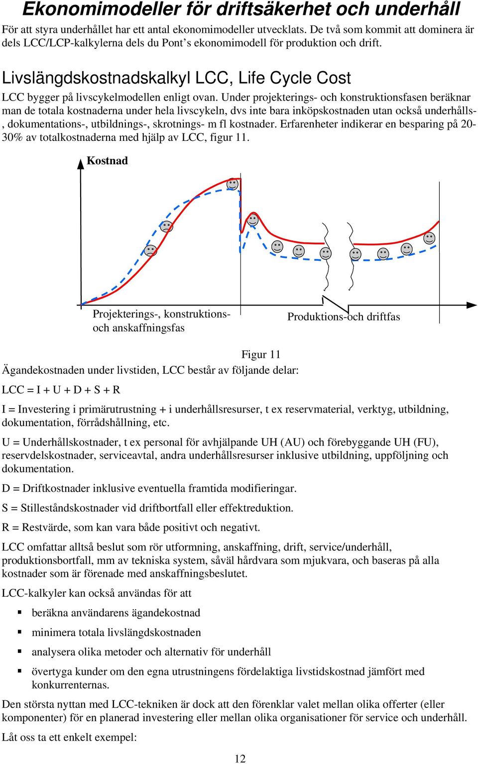 Livslängdskostnadskalkyl LCC, Life Cycle Cost LCC bygger på livscykelmodellen enligt ovan.