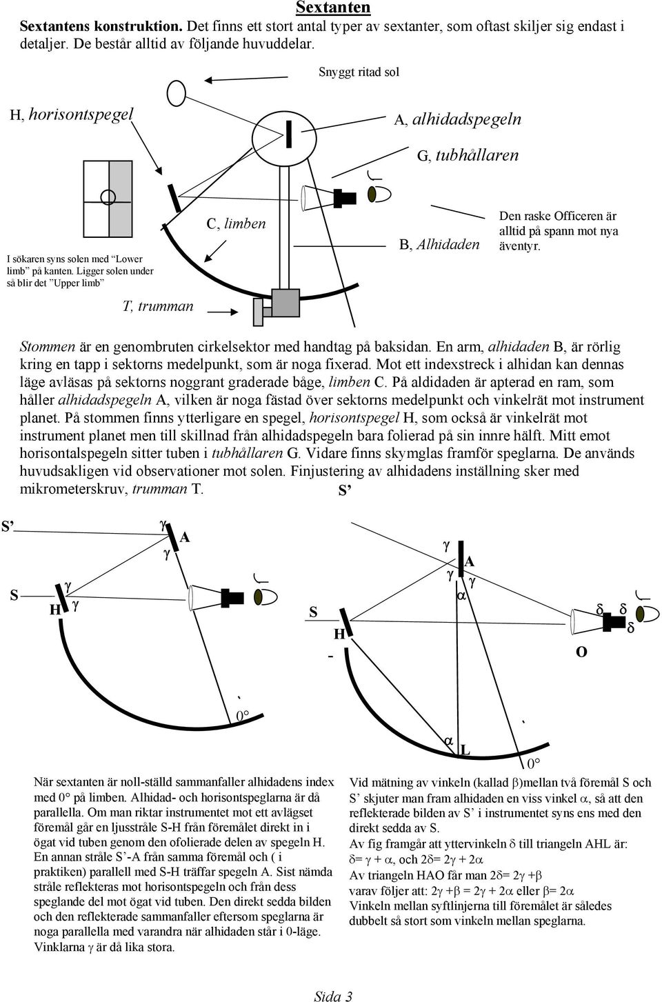 Ligger solen under så blir det Upper limb C, limben B, Alhidaden Den raske Officeren är alltid på spann mot nya äventyr. T, trumman Stommen är en genombruten cirkelsektor med handtag på baksidan.