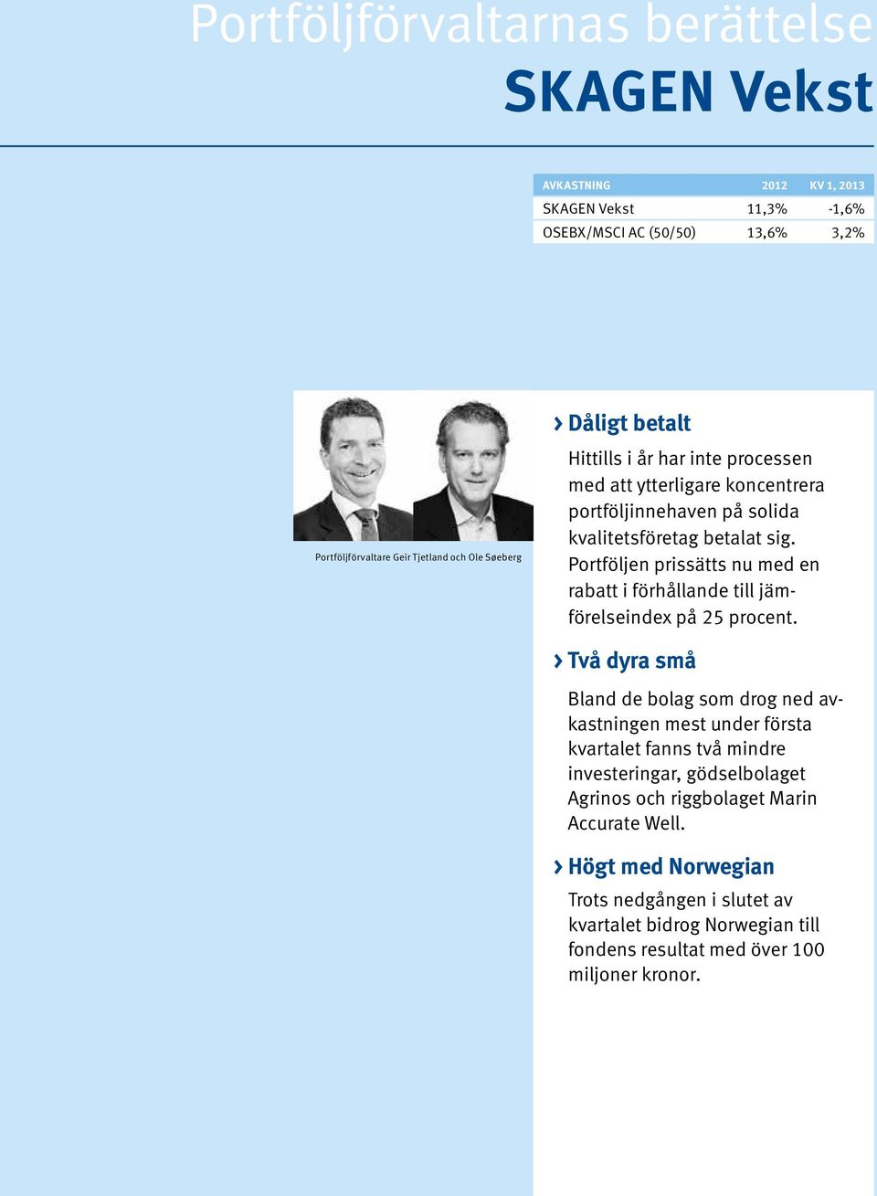 Portföljen prissätts nu med en rabatt i förhållande till jämförelseindex på 25 procent.