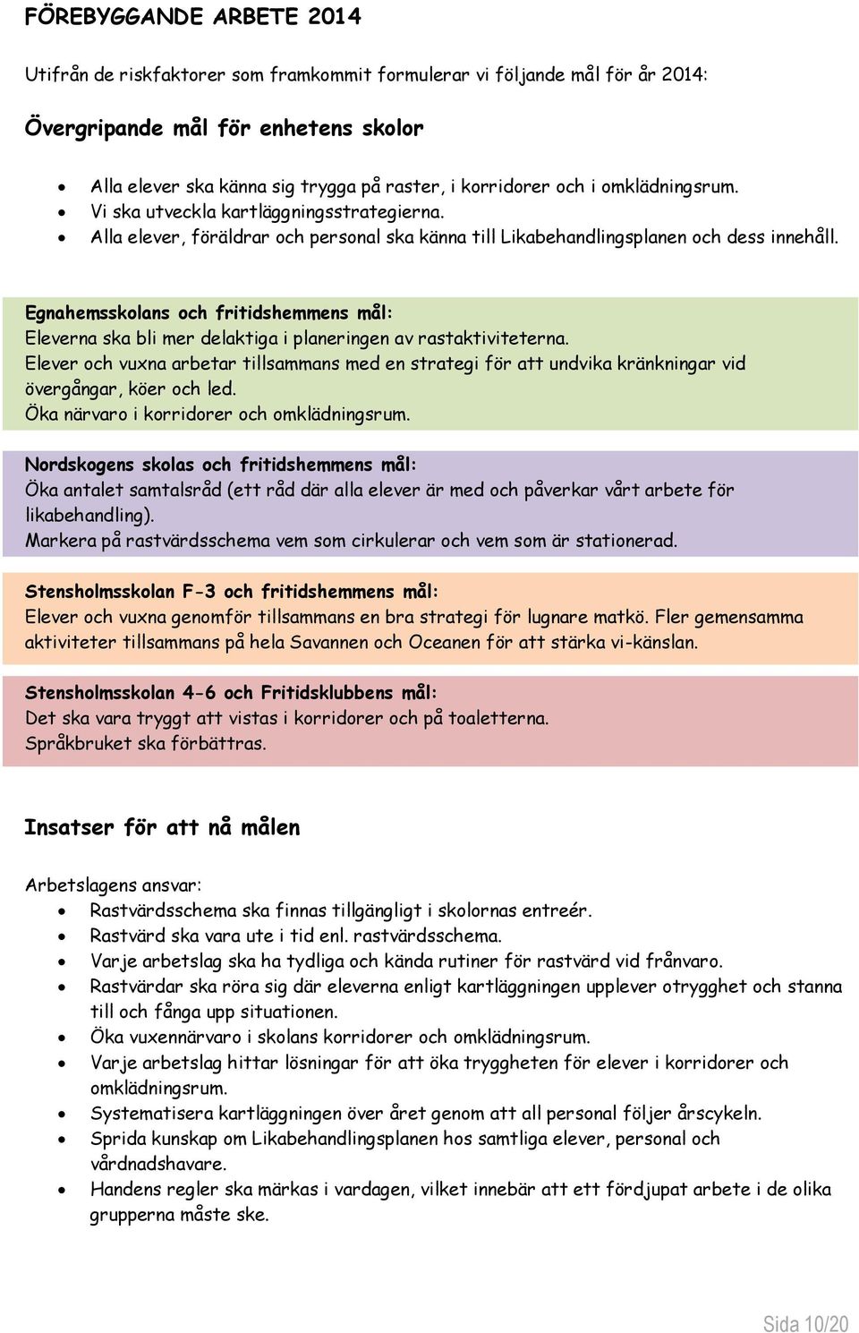 Egnahemsskolans och fritidshemmens mål: Eleverna ska bli mer delaktiga i planeringen av rastaktiviteterna.