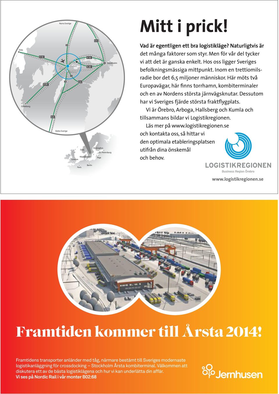 Här möts två Europavägar, här finns torrhamn, kombiterminaler och en av Nordens största järnvägsknutar. Dessutom har vi Sveriges fjärde största fraktflygplats.