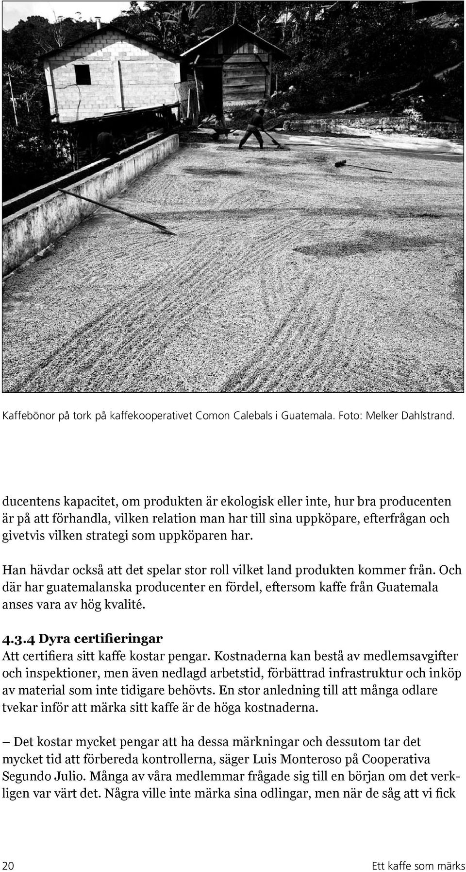 uppköparen har. Han hävdar också att det spelar stor roll vilket land produkten kommer från. Och där har guatemalanska producenter en fördel, eftersom kaffe från Guatemala anses vara av hög kvalité.