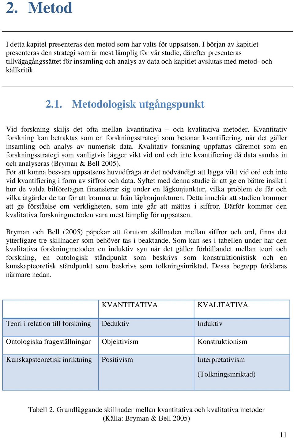 källkritik. 2.1. Metodologisk utgångspunkt Vid forskning skiljs det ofta mellan kvantitativa och kvalitativa metoder.