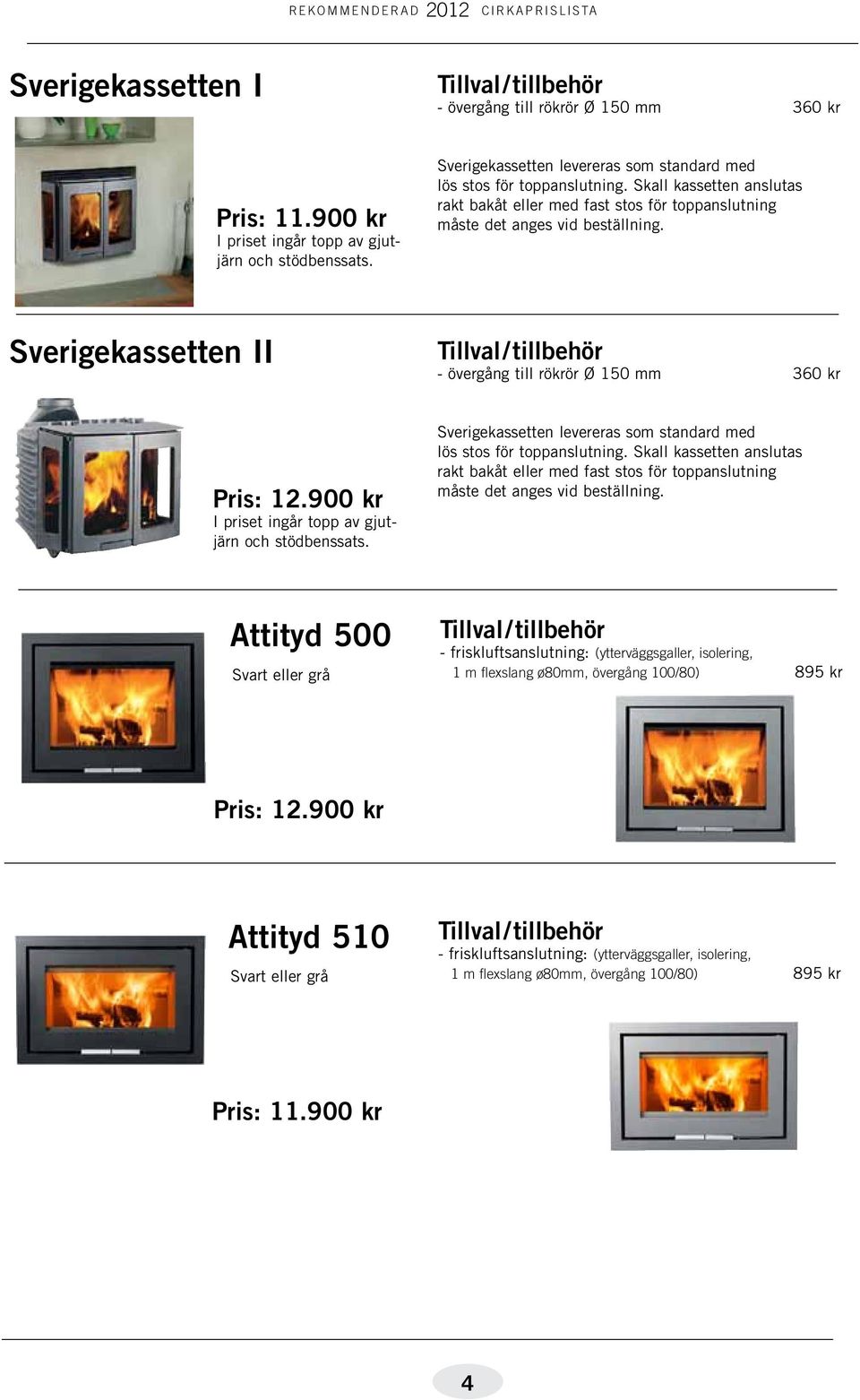 Skall kassetten anslutas rakt bakåt eller med fast stos för toppanslutning måste det anges vid beställning.