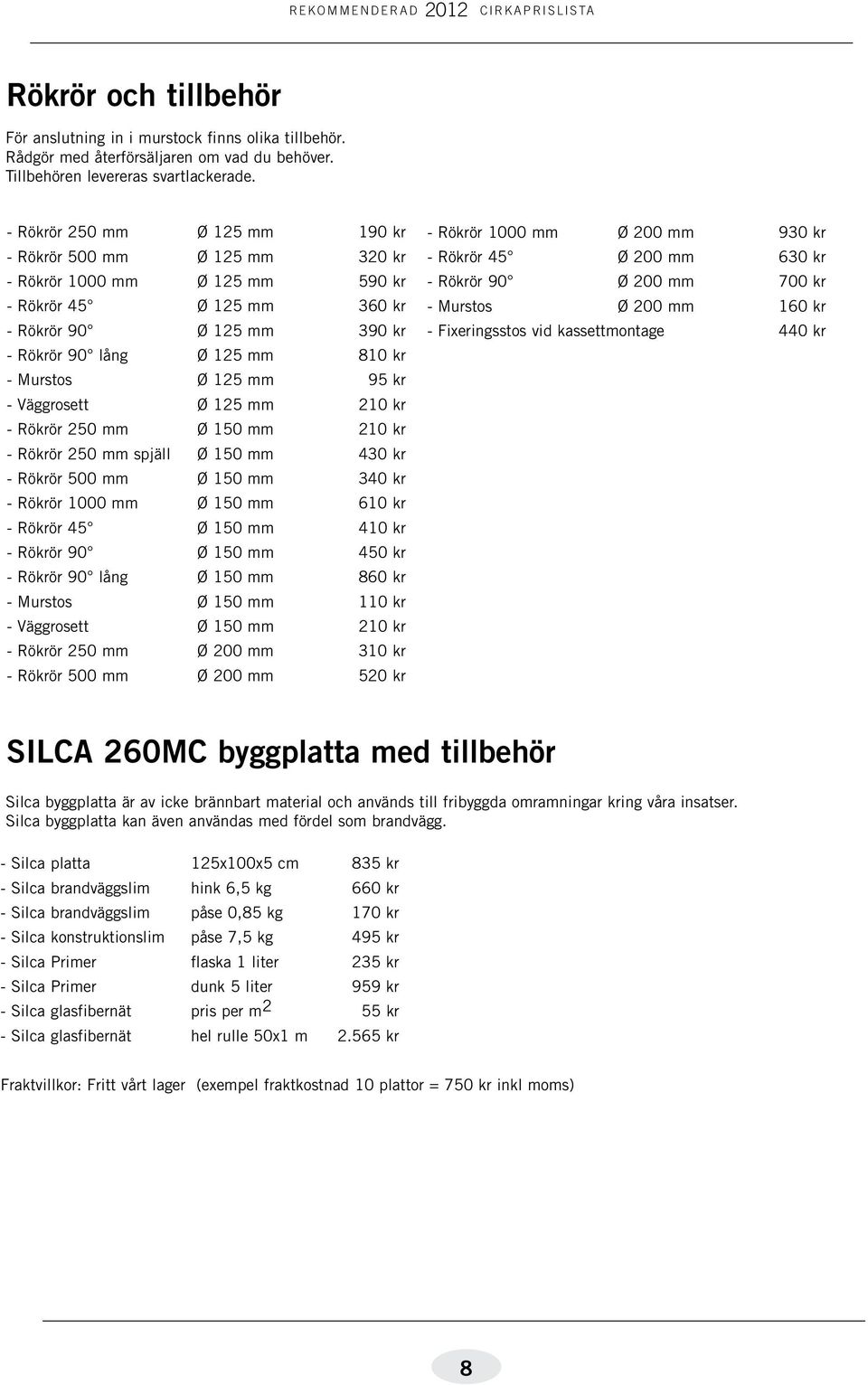 125 mm 95 kr - Väggrosett Ø 125 mm 210 kr - Rökrör 250 mm Ø 150 mm 210 kr - Rökrör 250 mm spjäll Ø 150 mm 430 kr - Rökrör 500 mm Ø 150 mm 340 kr - Rökrör 1000 mm Ø 150 mm 610 kr - Rökrör 45 Ø 150 mm