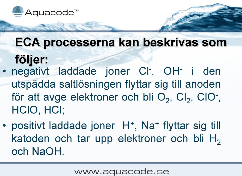 elektroner och bli O 2, Cl 2, ClO -, HClO, HCl; positivt laddade joner H