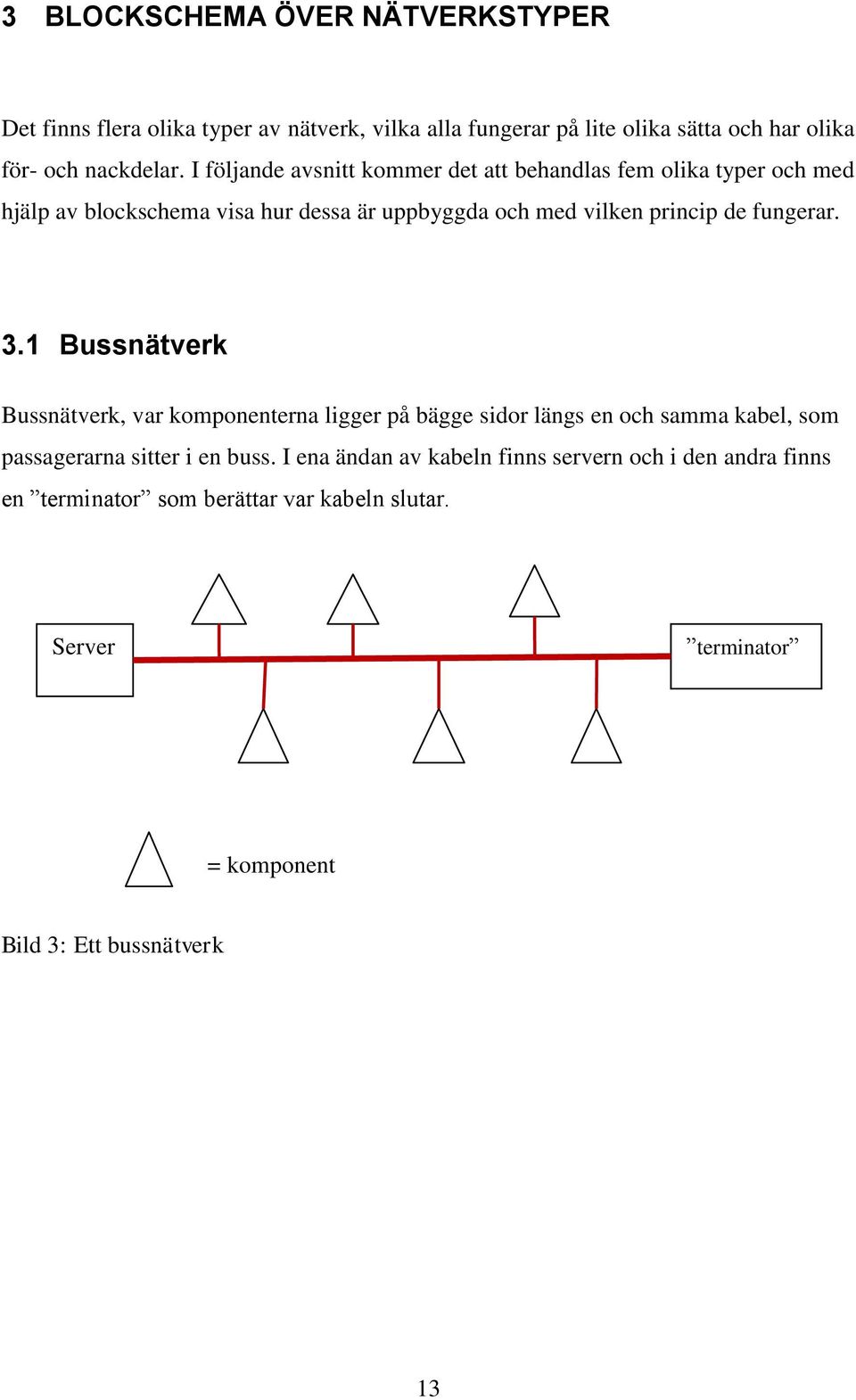 fungerar. 3.1 Bussnätverk Bussnätverk, var komponenterna ligger på bägge sidor längs en och samma kabel, som passagerarna sitter i en buss.