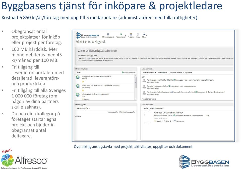 Fri tillgång till Leverantörsportalen med detaljerad leverantörsoch produktdata Fri tillgång till alla Sveriges 1 000 000 företag (om någon av dina