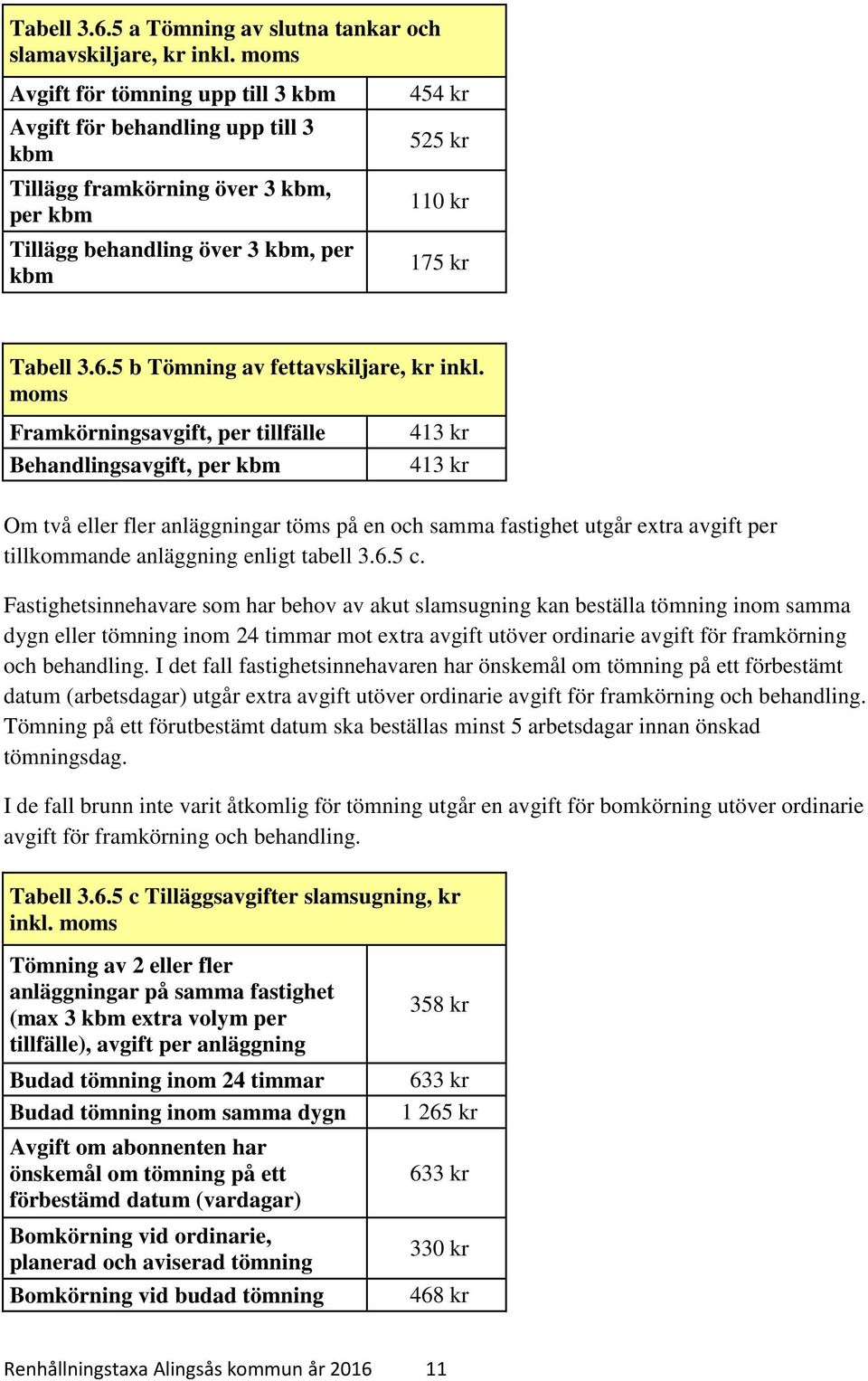 5 b Tömning av fettavskiljare, kr inkl.