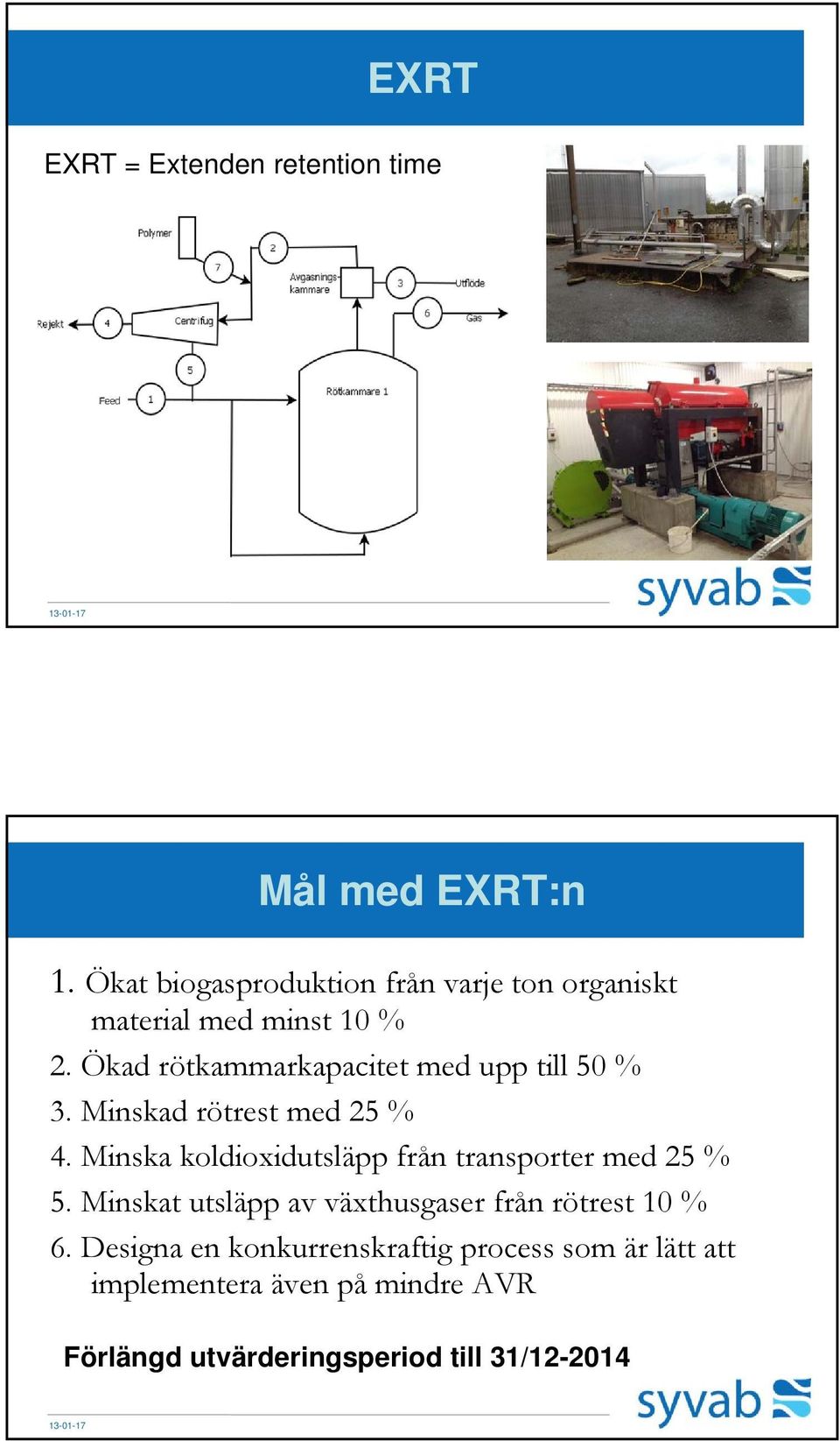 Ökad rötkammarkapacitet med upp till 50 % 3. Minskad rötrest med 25 % 4.