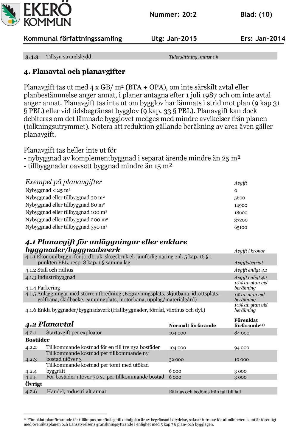 Planavgift tas inte ut om bygglov har lämnats i strid mot plan (9 kap 31 PBL) eller vid tidsbegränsat bygglov (9 kap. 33 PBL).