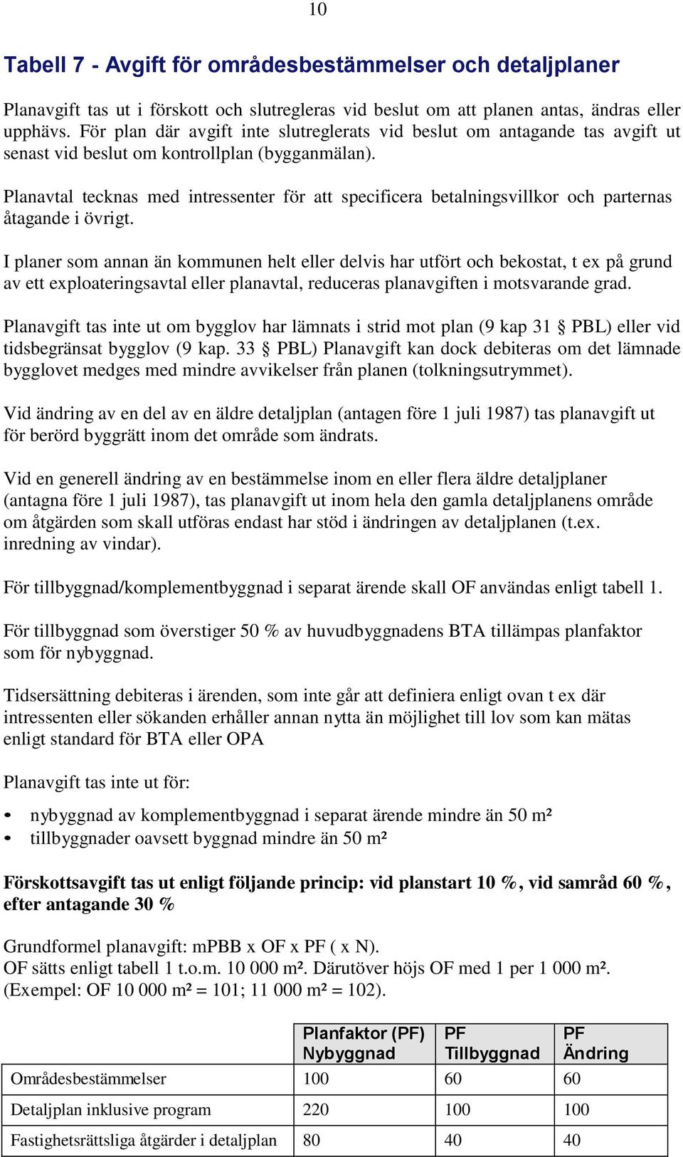 Planavtal tecknas med intressenter för att specificera betalningsvillkor och parternas åtagande i övrigt.