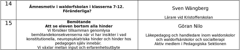 har insikter i vad konstitutionella, neuropsykiatriska hinder och hinder hos pedagogen själv innebär.