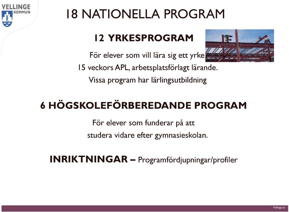 Vissa program har lärlingsutbildning 6 HÖGSKOLEFÖRBEREDANDE PROGRAM För