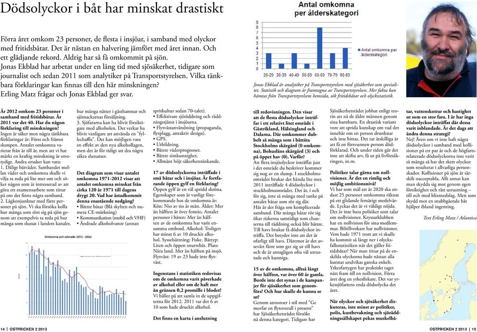 Vilka tänkbara förklaringar kan finnas till den här minskningen? Erling Matz frågar och Jonas Ekblad ger svar. Jonas Ekblad är analytiker på Transportstyrelsen med sjösäkerhet som specialitet.