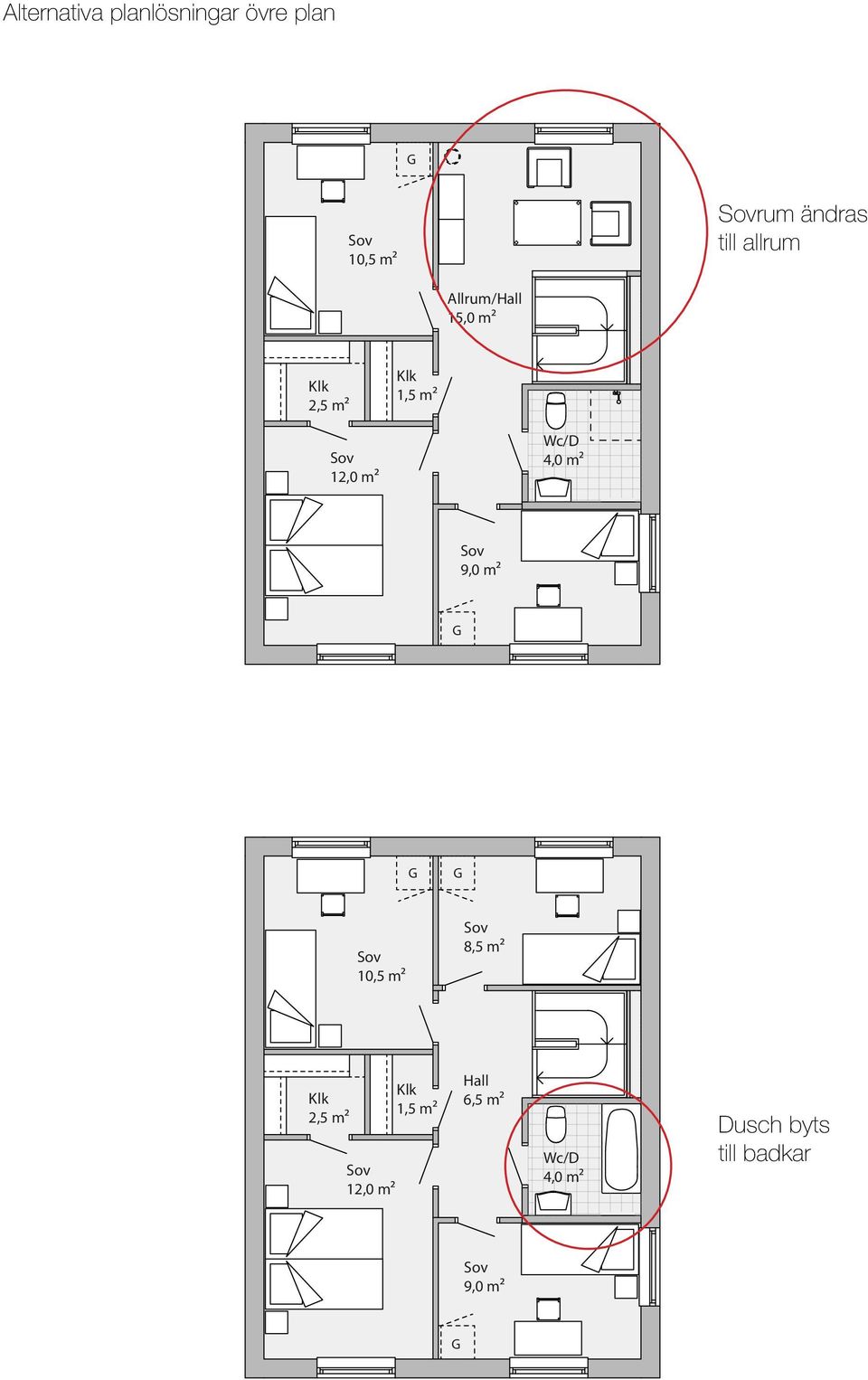 m² Wc/D 4,0 m² 9,0 m² 10,5 m² 8,5 m² Klk 2,5 m² 12,0 m²