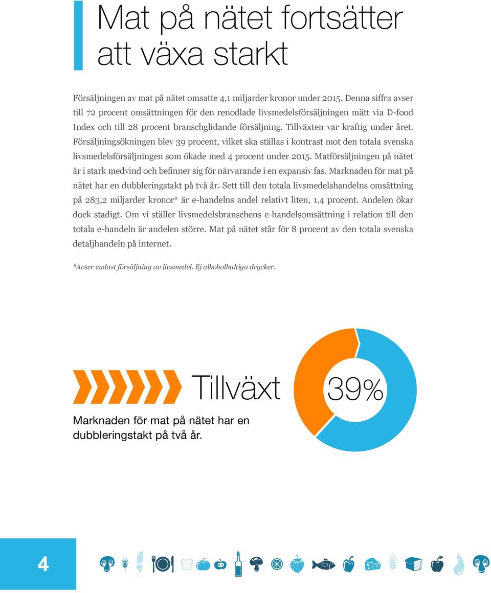 Försäljningsökningen blev 39 procent, vilket ska ställas i kontrast mot den totala svenska livsmedelsförsäljningen som ökade med 4 procent under 2015.