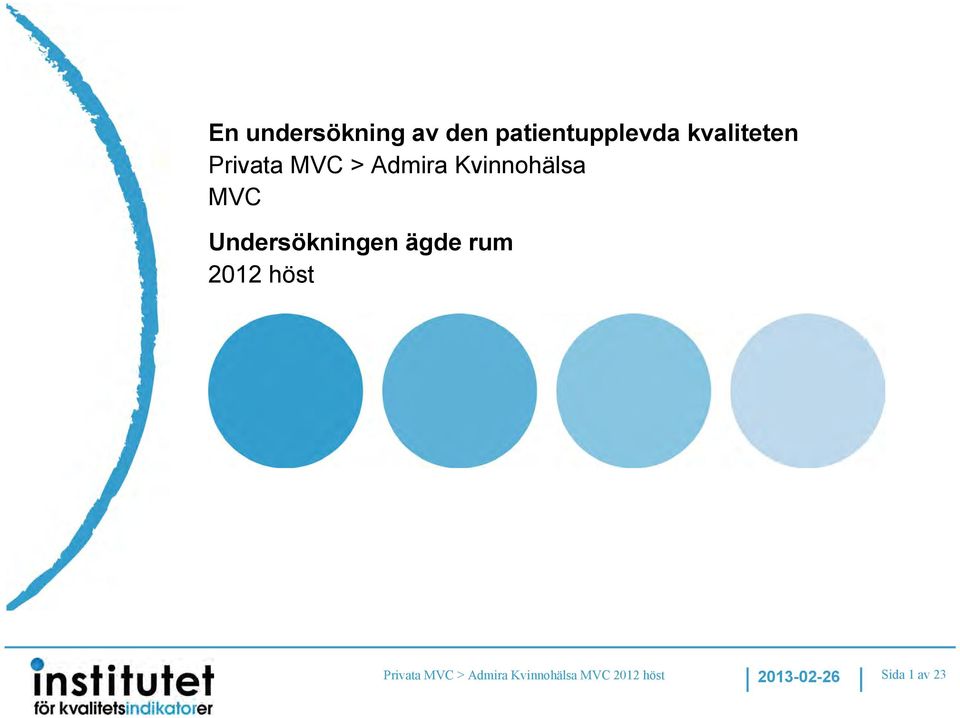 Undersökningen ägde rum 2012 höst Privata MVC >