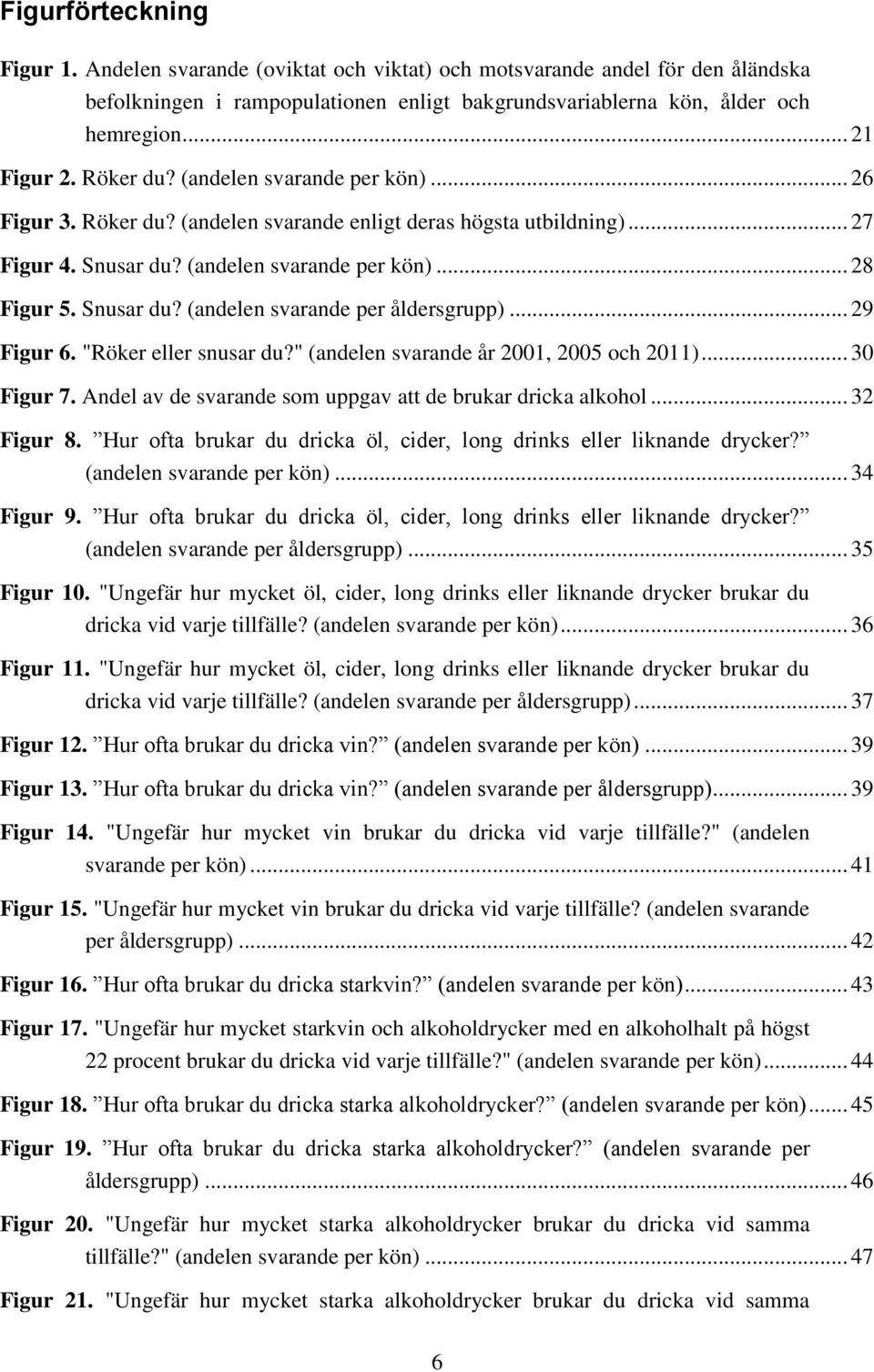 .. 29 Figur 6. "Röker eller snusar du?" (andelen svarande år 2001, 2005 och 2011)... 30 Figur 7. Andel av de svarande som uppgav att de brukar dricka alkohol... 32 Figur 8.