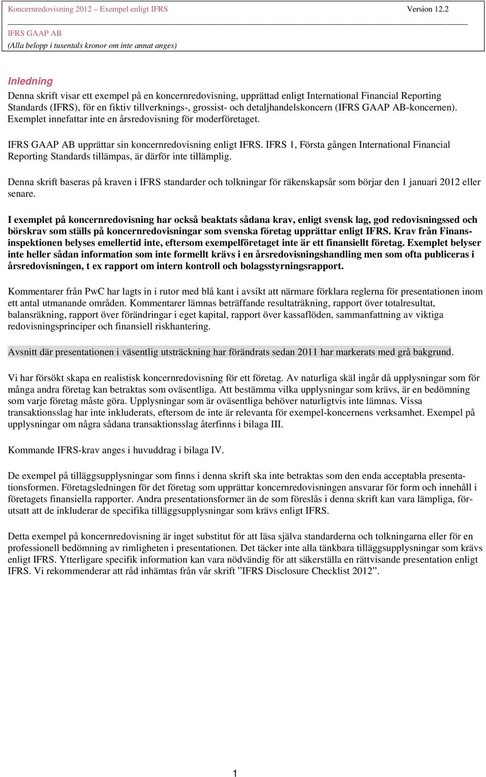 IFRS 1, Första gången International Financial Reporting Standards tillämpas, är därför inte tillämplig.