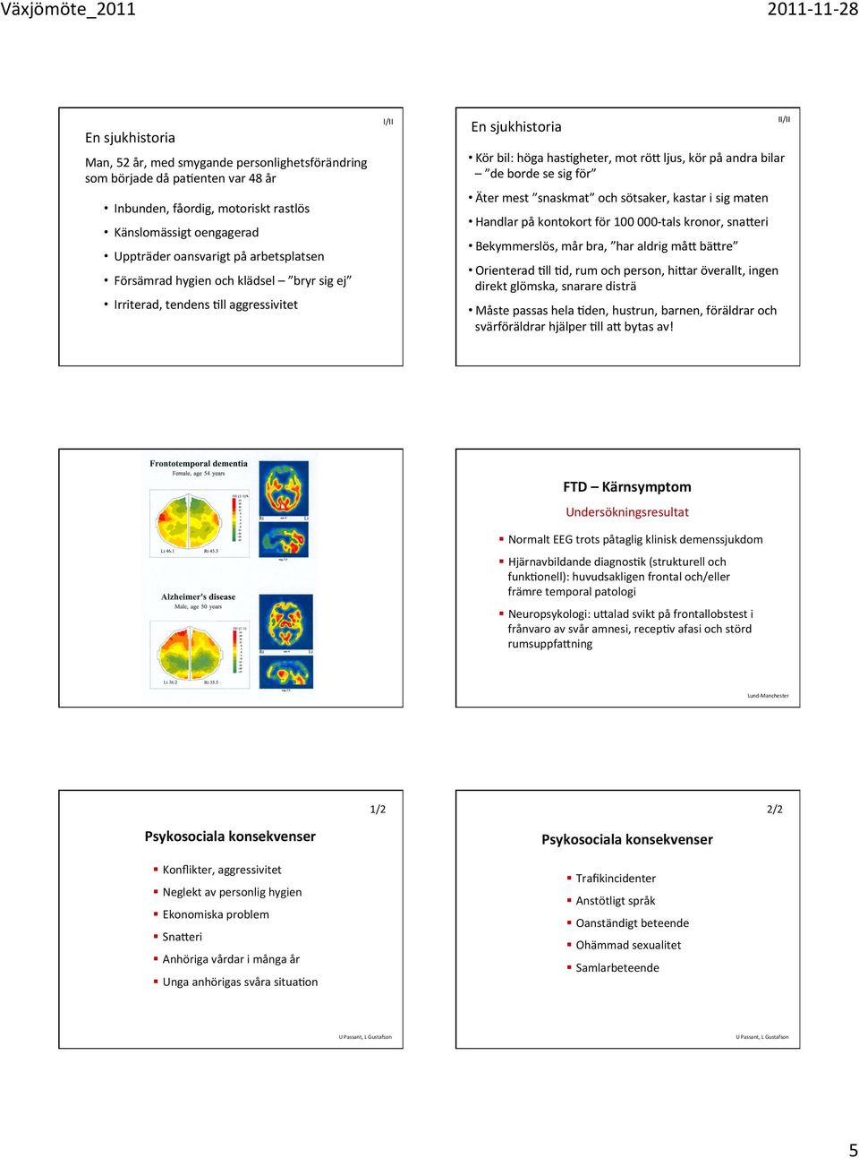 Bekymmerslös, mår bra, har aldrig måz bäzre Uppträder oansvarigt på arbetsplatsen Orienterad Oll Od, rum och person, hizar överallt, ingen direkt glömska, snarare disträ Försämrad hygien och klädsel