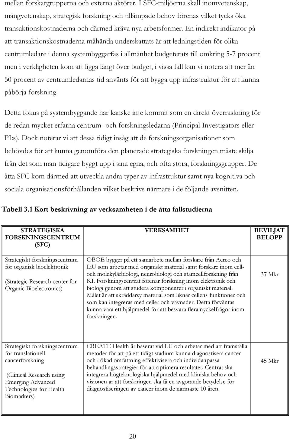 En indirekt indikator på att transaktionskostnaderna måhända underskattats är att ledningstiden för olika centrumledare i denna systembyggarfas i allmänhet budgeterats till omkring 5-7 procent men i