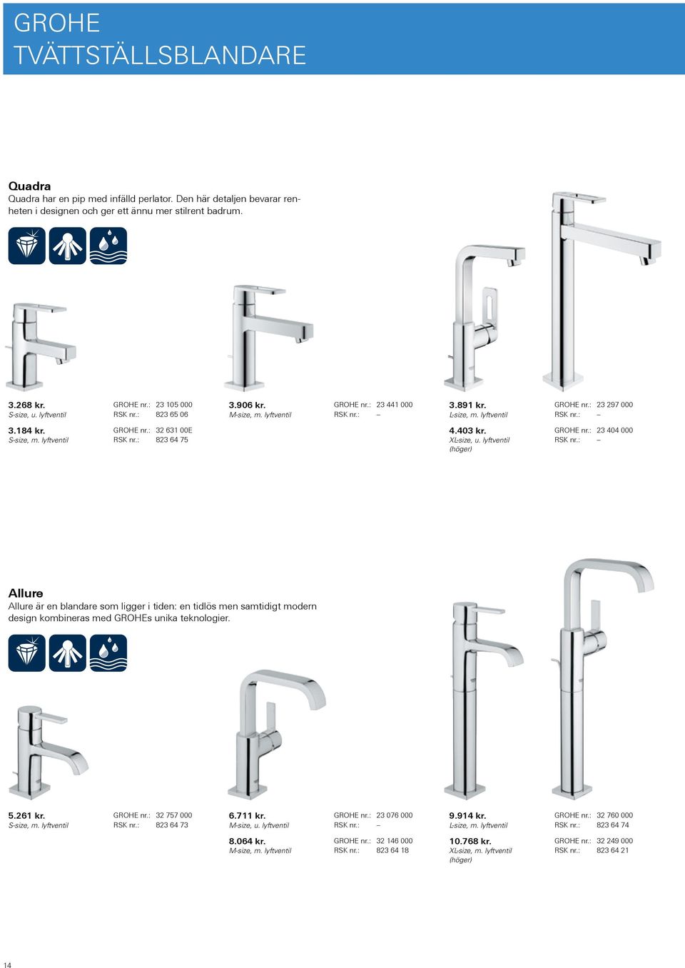 : 823 64 75 4.403 kr. XL-size, u. lyftventil (höger) GROHE nr.