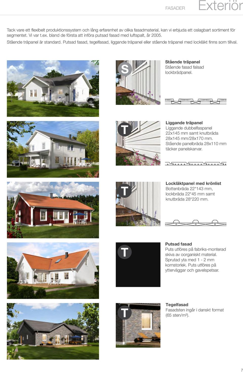 Liggande träpanel Liggande dubbelfaspanel 22x145 mm samt knutbräda 28x145 mm/28x170 mm. tående panelbräda 28x110 mm täcker panelskarvar.