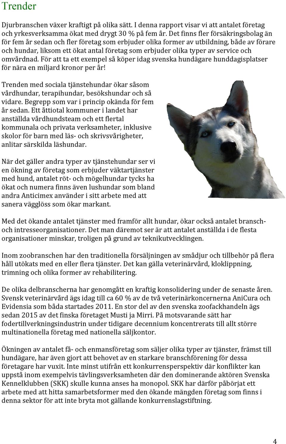 service och omvårdnad. För att ta ett exempel så köper idag svenska hundägare hunddagisplatser för nära en miljard kronor per år!