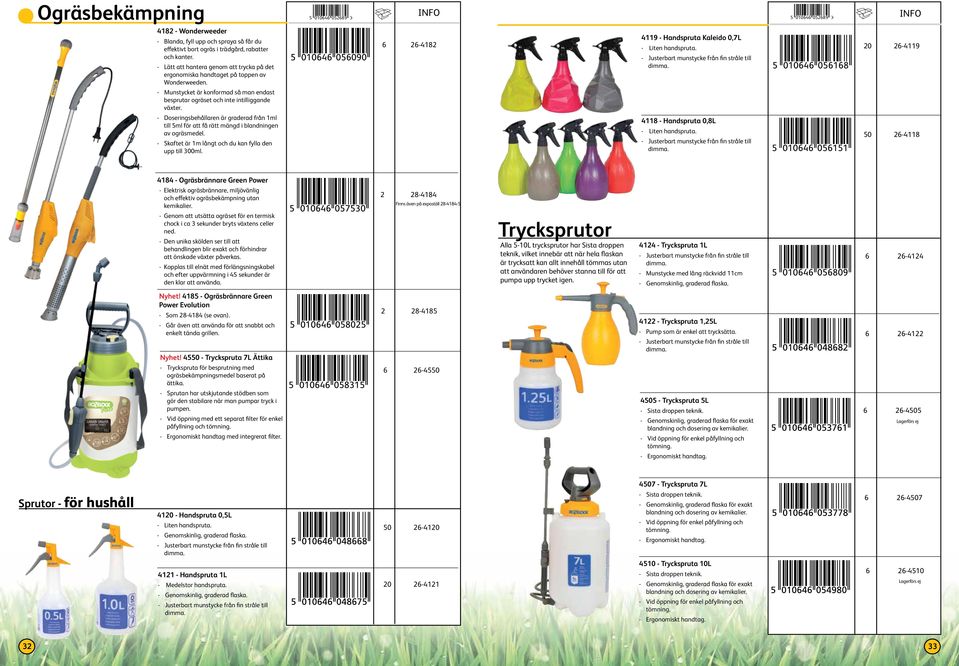 - Doseringsbehållaren är graderad från 1ml till 5ml för att få rätt mängd i blandningen av ogräsmedel. - Skaftet är 1m långt och du kan fylla den upp till 300ml.