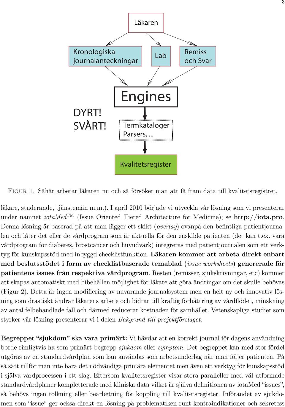 I april 2010 började vi utveckla vår lösning som vi presenterar under namnet iotamed TM (Issue Oriented Tiered Architecture for Medicine); se http://iota.pro.