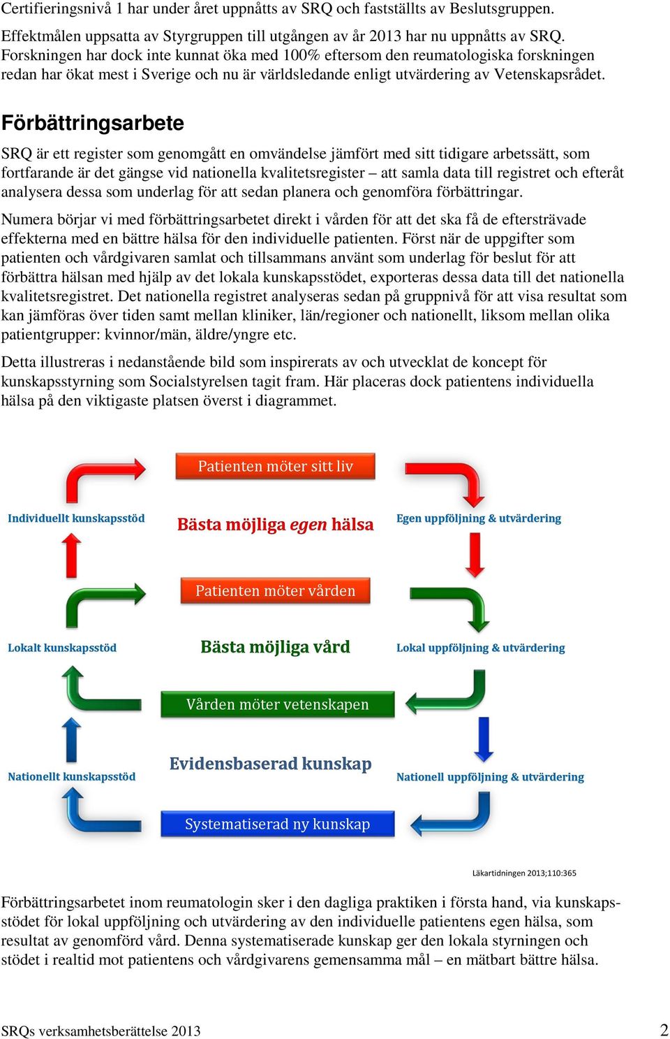 Förbättringsarbete SRQ är ett register som genomgått en omvändelse jämfört med sitt tidigare arbetssätt, som fortfarande är det gängse vid nationella kvalitetsregister att samla data till registret