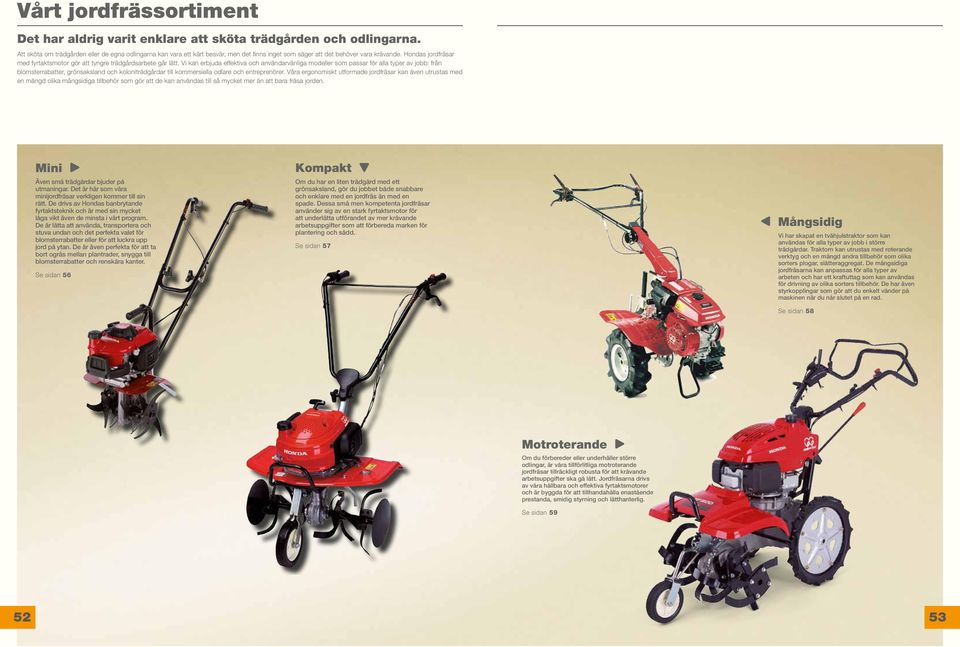 Hondas jordfräsar med fyrtaktsmotor gör gör att att tyngre trädgårdsarbete går går lätt.