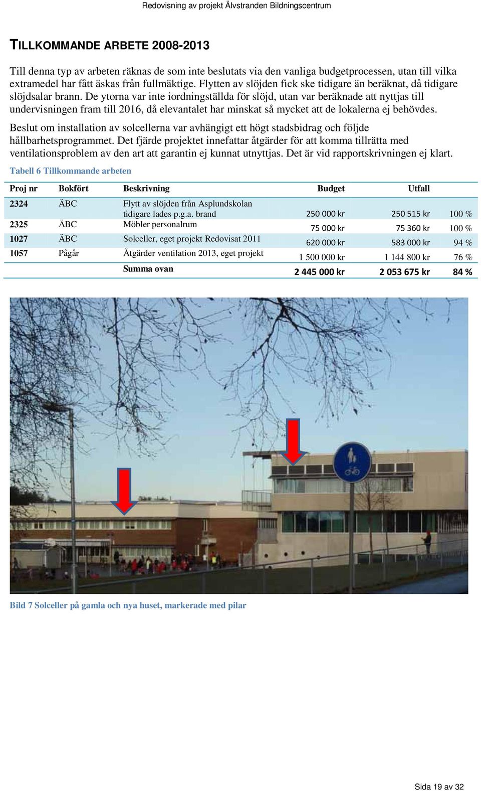 De ytorna var inte iordningställda för slöjd, utan var beräknade att nyttjas till undervisningen fram till 2016, då elevantalet har minskat så mycket att de lokalerna ej behövdes.