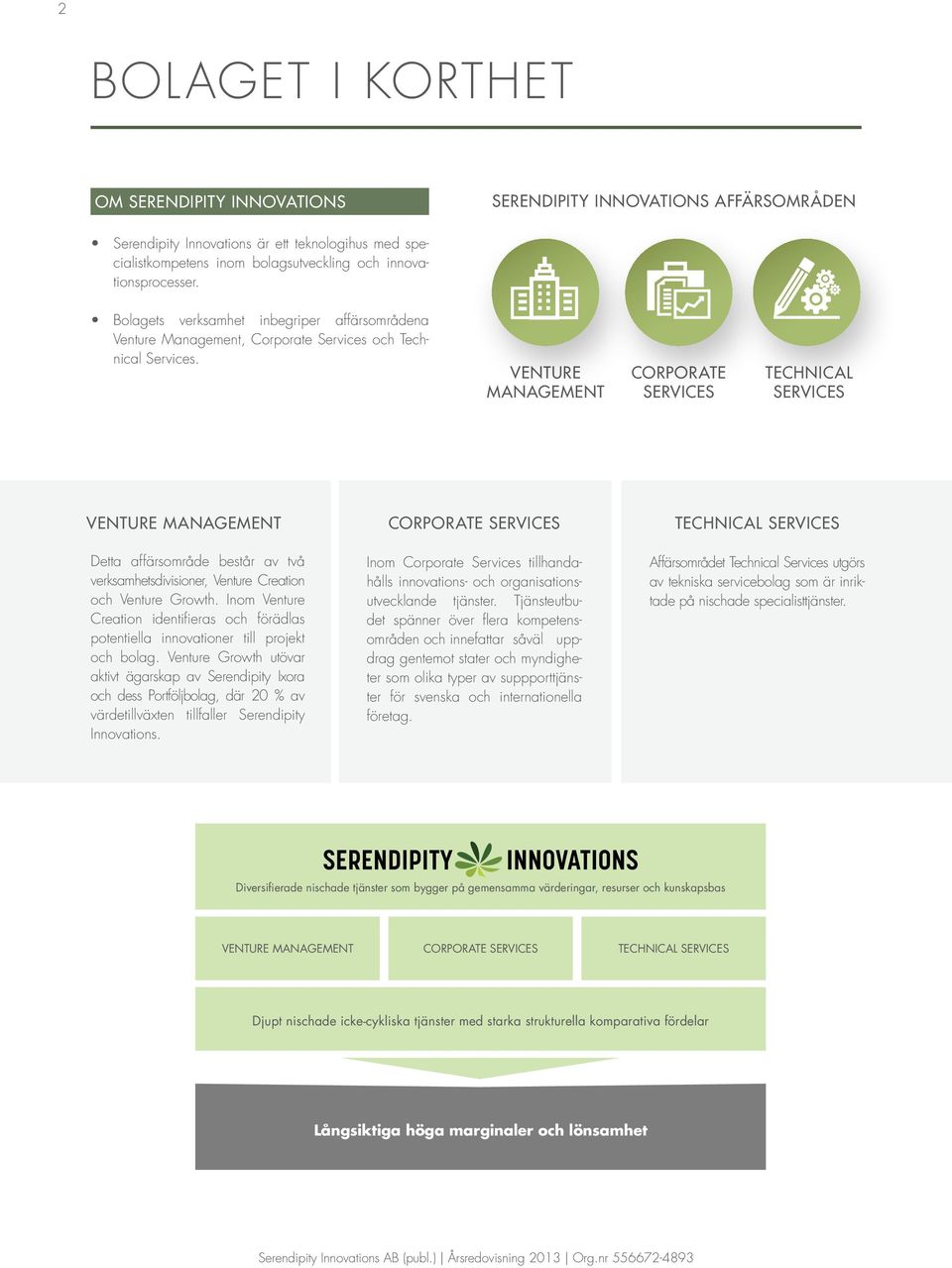 VENTURE MANAGEMENT CORPORATE SERVICES TECHNICAL SERVICES VENTURE MANAGEMENT Detta affärsområde består av två verksamhetsdivisioner, Venture Creation och Venture Growth.