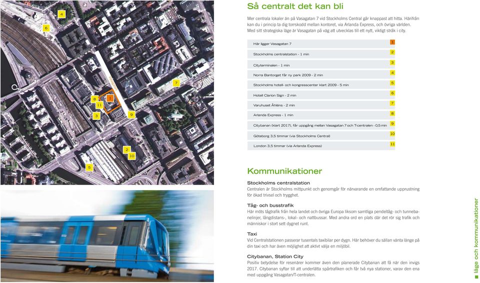 Här ligger Vasagatan 7 Stockholms centralstation - 1 min 1 2 Cityterminalen - 1 min Norra Bantorget får ny park 2009-2 min 3 4 Vasagatan 7 Stockholms hotell- och kongresscenter klart 2009-5 min 5 8