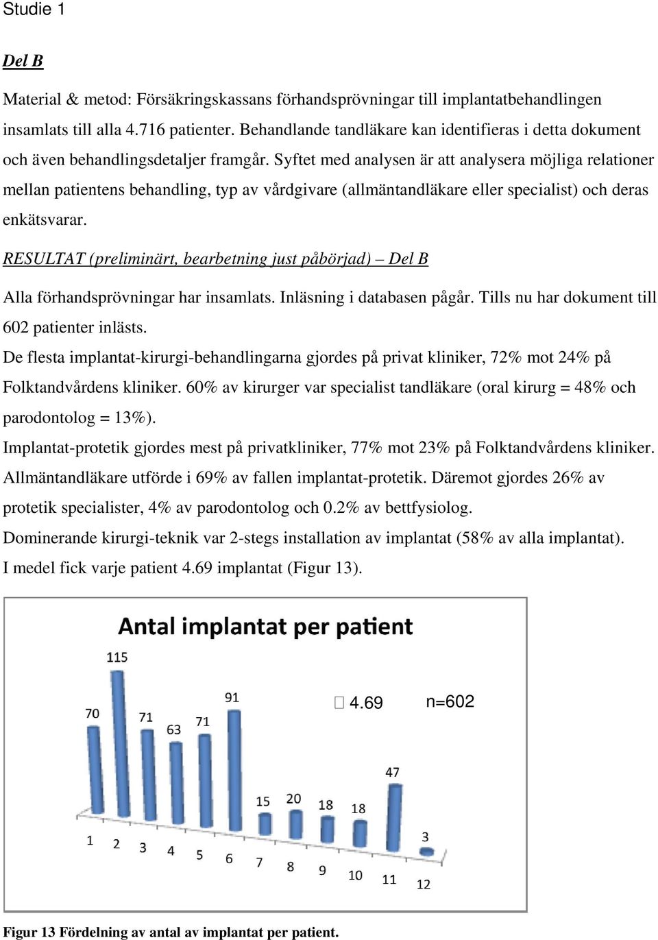 Syftet med analysen är att analysera möjliga relationer mellan patientens behandling, typ av vårdgivare (allmäntandläkare eller specialist) och deras enkätsvarar.