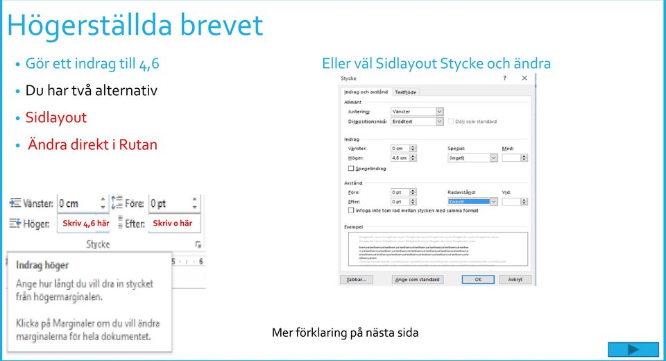 Rutan Eller väl Sidlayout Stycke och ändra