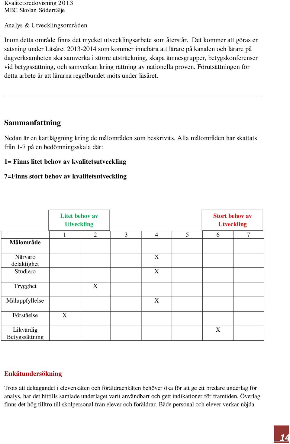 betygskonferenser vid betygssättning, och samverkan kring rättning av nationella proven. Förutsättningen för detta arbete är att lärarna regelbundet möts under läsåret.