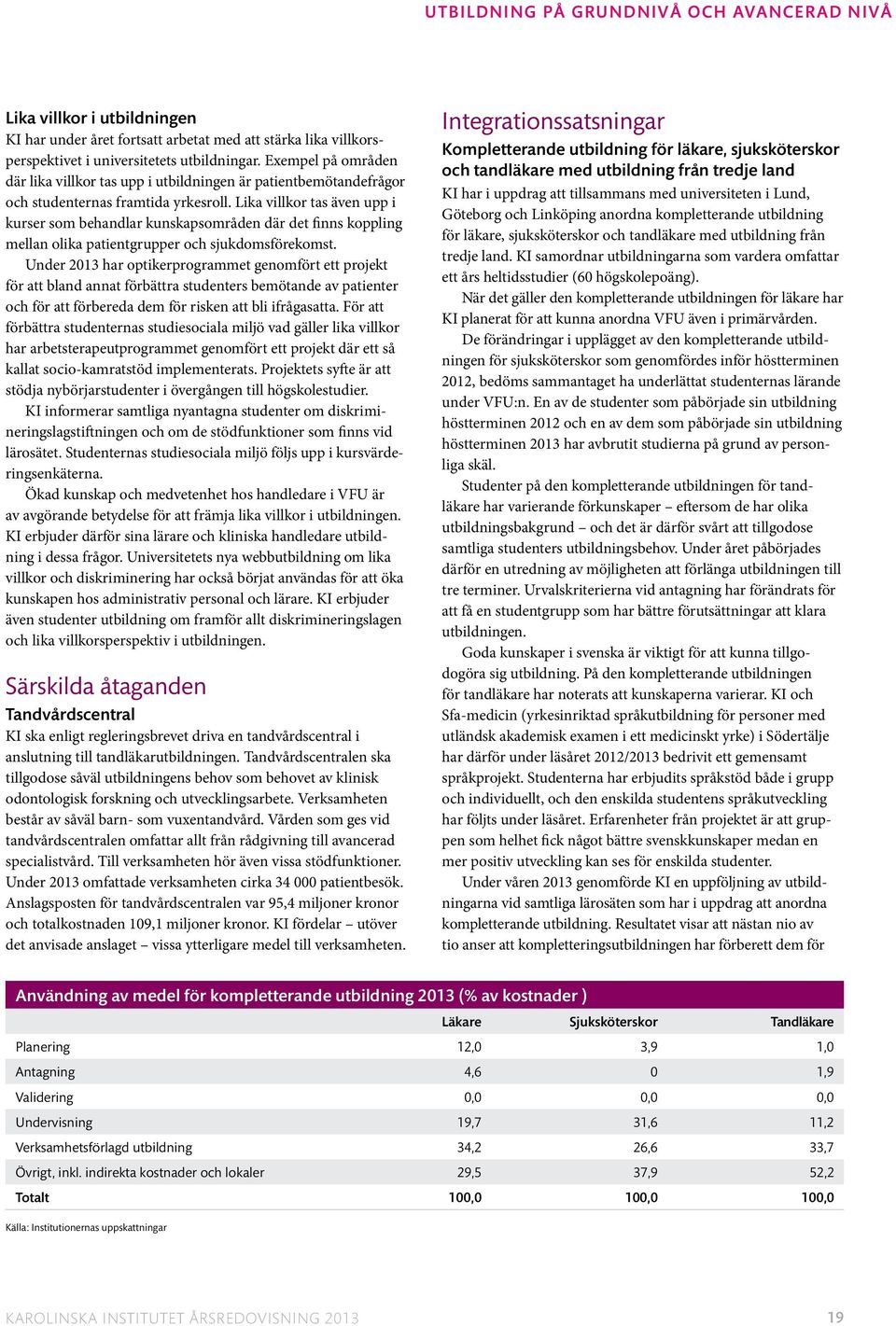 Lika villkor tas även upp i kurser som behandlar kunskapsområden där det finns koppling mellan olika patientgrupper och sjukdomsförekomst.