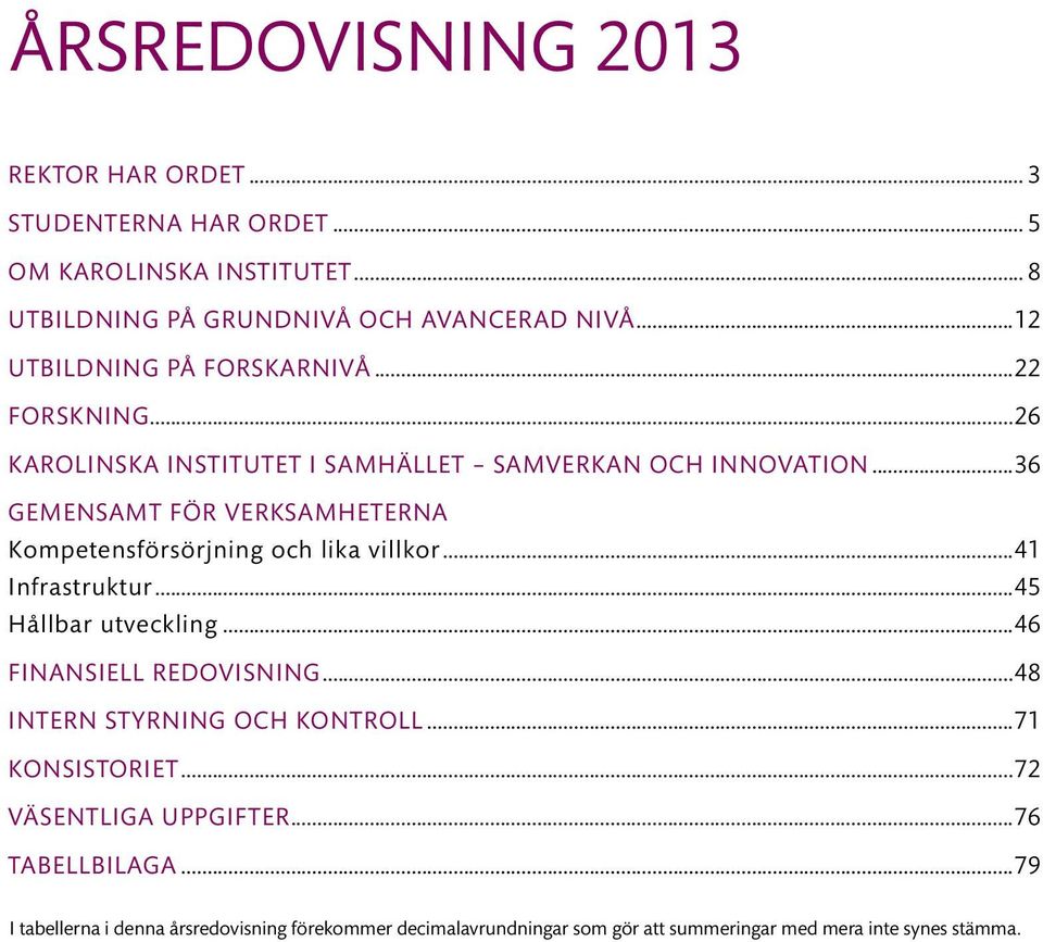 ..36 gemensamt för verksamheterna Kompetensförsörjning och lika villkor...41 Infrastruktur...45 Hållbar utveckling...46 FINANSIELL REDOVISNING.