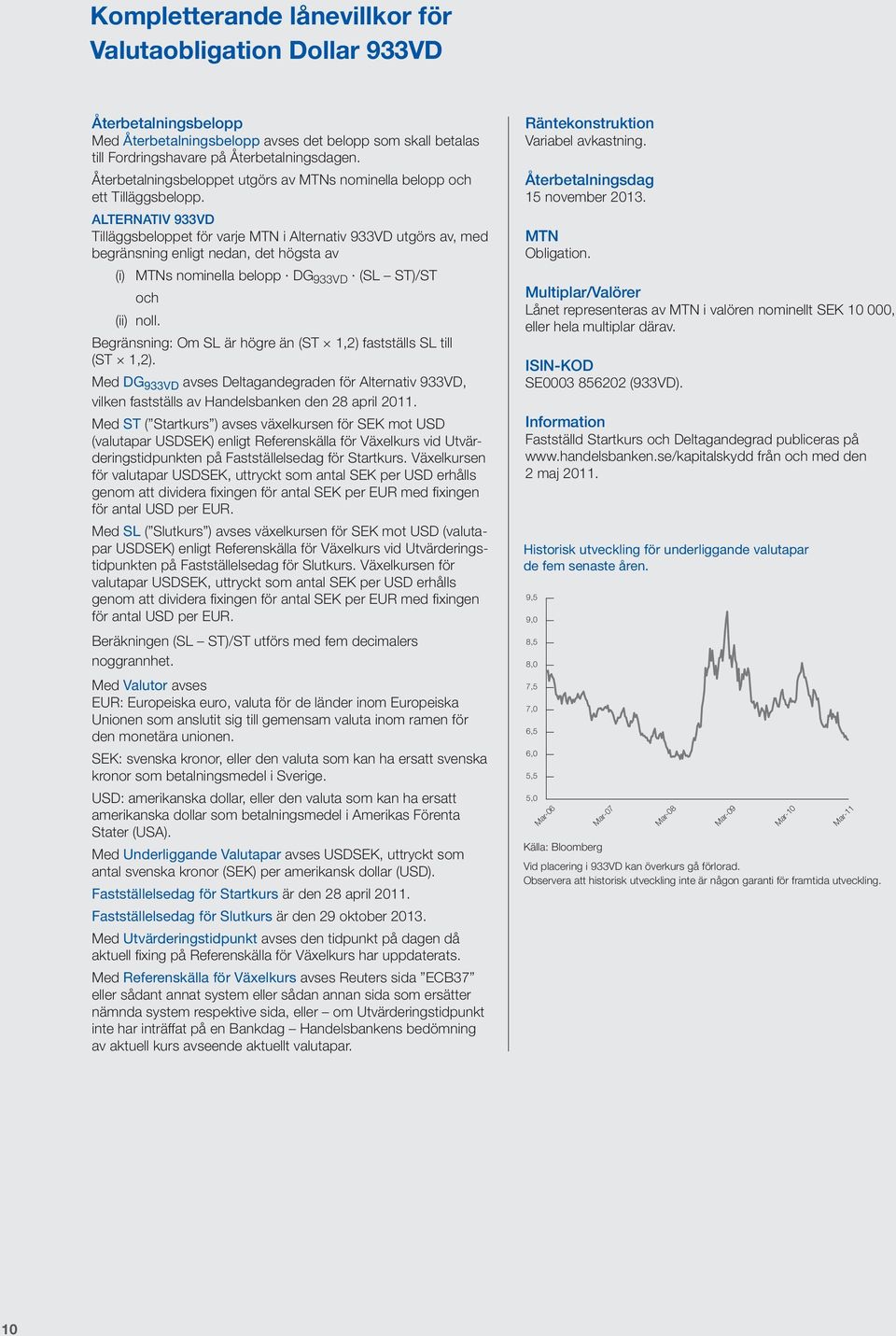 ALTERNATIV 933VD Tilläggsbeloppet för varje MTN i Alternativ 933VD utgörs av, med begränsning enligt nedan, det högsta av (i) MTNs nominella belopp DG 933VD (SL ST)/ST och (ii) noll.