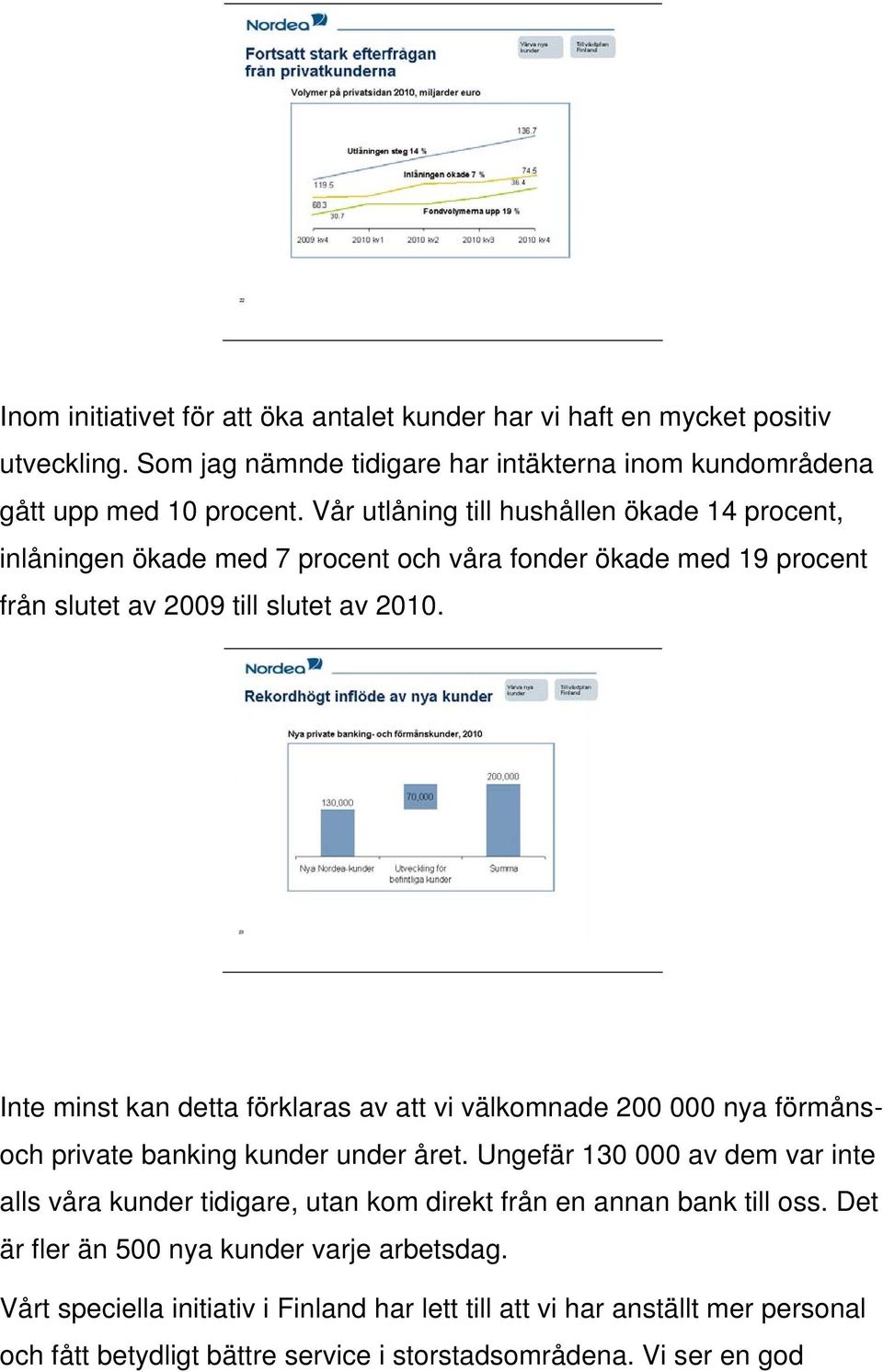 Inte minst kan detta förklaras av att vi välkomnade 200 000 nya förmånsoch private banking kunder under året.