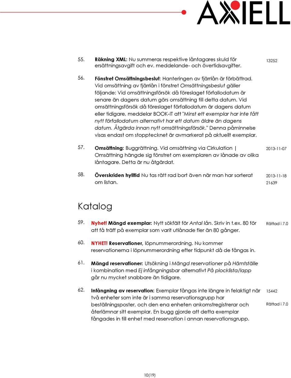 Vid omsättningsförsök då föreslaget förfallodatum är dagens datum eller tidigare, meddelar BOOK-IT att "Minst ett exemplar har inte fått nytt förfallodatum alternativt har ett datum äldre än dagens