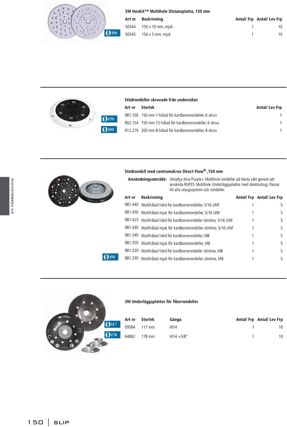 279 200 mm 8-hålad för kardborrerondeller, 8 skruv Ø50 Stödrondell med centrumskruv Direct Flow,50 mm Användningsområde: Utnyttja dina Purple+ Multihole rondeller på bästa sätt genom att använda