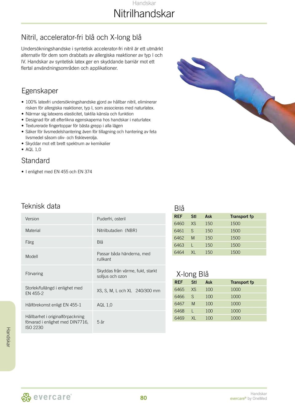 100% latexfri undersökningshandske gjord av hållbar nitril, eliminerar risken för allergiska reaktioner, typ I, som associeras med naturlatex.