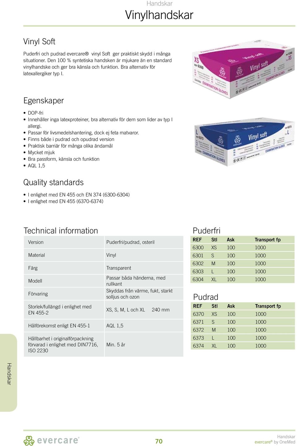 DOP-fri Innehåller inga latexproteiner, bra alternativ för dem som lider av typ I allergi. Passar för livsmedelshantering, dock ej feta matvaror.