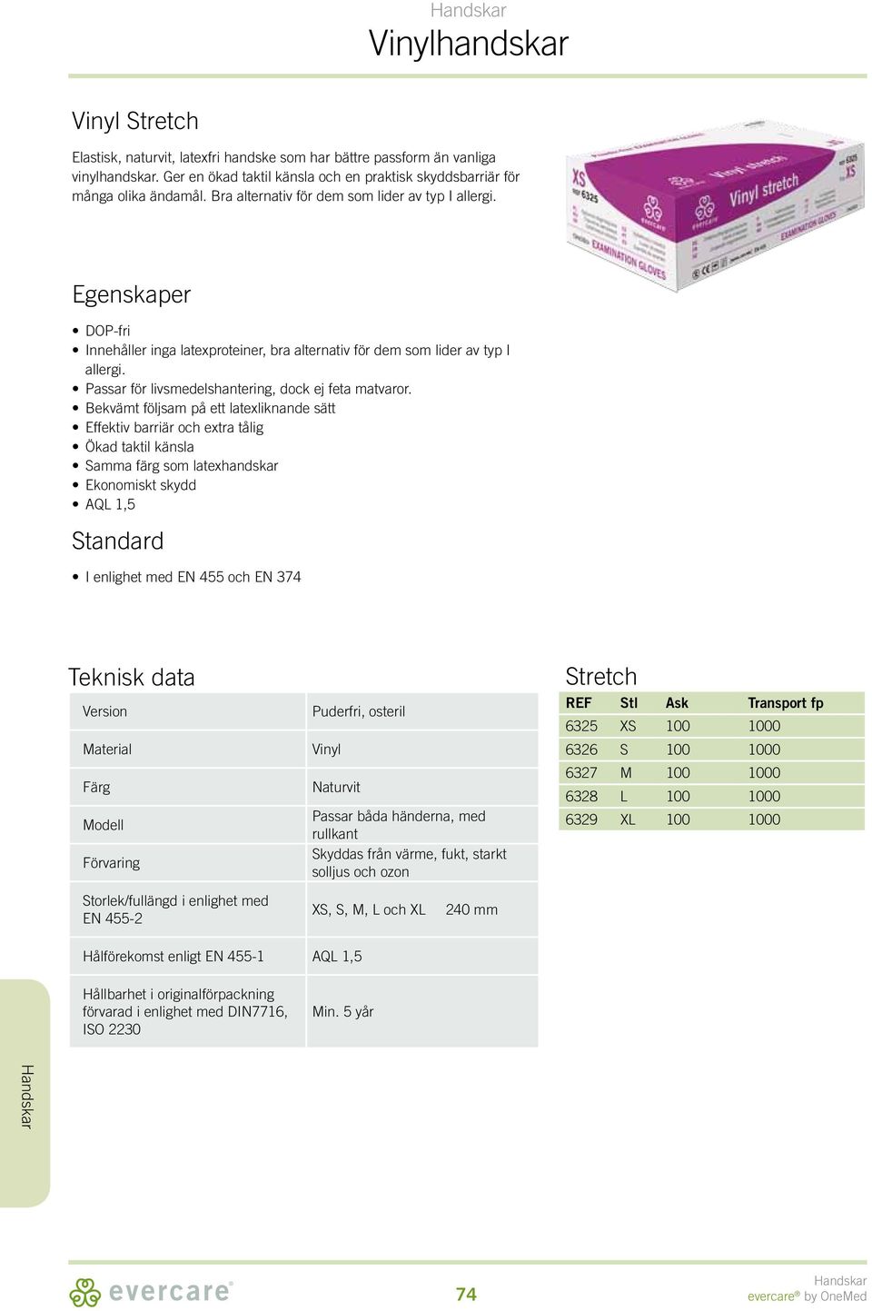 DOP-fri Innehåller inga latexproteiner, bra alternativ för dem som lider av typ I allergi. Passar för livsmedelshantering, dock ej feta matvaror.